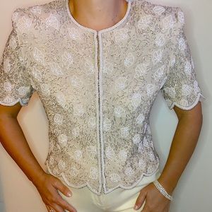 Vintage beaded silk blouse